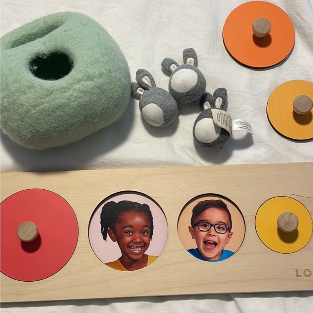 Lovevery faces puzzle and bunny burrow